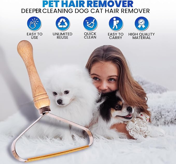 2-Pack Pet Hair Removal Tool, Lint Remover, Carpet Scraper & Shaver for Clothes and Carpets, Dog & Cat Hair Remover with Carpet Rake for Cars, Rugs, Sofas, and Furniture