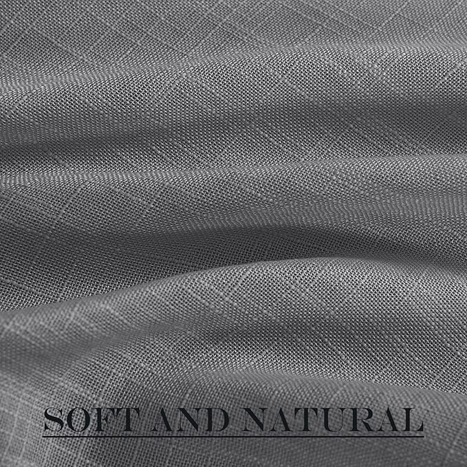 NICETOWN Semi Sheer Curtains 64 inches Long for Front French Door, Farmhouse Light Filtering Window Panels for Glass Office, Door Window Covering with Tieback, 26 Inches Wide, 1 Panel, Dark Grey