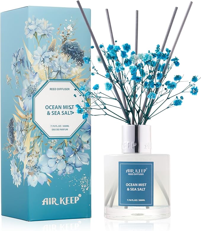 Reed Diffuser Set/Ocean Mist&Sea Salt/6.76 fl oz(200ml)/1 Pack/Home & Office Decor Aromatherapy Diffuser Oil Gift Set