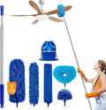Duster with Extension Pole, 7 in 1 Cleaning Kit with Microfiber Dusters | Long Dusters for Cleaning High Ceilings, Cobweb Duster for Fan and Blinds, Feather Dusters Kit for Furniture Indoor Use