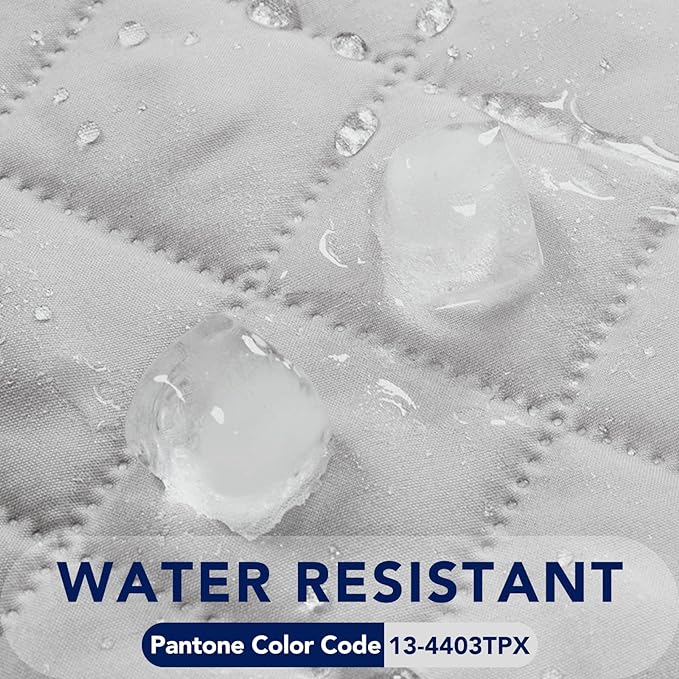 PureFit Reversible Quilted Sofa Cover, Water Resistant Slipcover Furniture Protector, Washable Couch Cover with Non Slip and Elastic Straps for Kids, Dogs, Pets (Small Recliner, Light Gray/Ivory)
