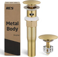 KES All Metal Bathroom Sink Drain with Strainer Basket Hair Catcher Anti Clog Pop Up Drain Stopper for Vanity Vessel Sink with Overflow, Rustproof 18/8 Stainless Steel Brushed Gold, S2013A-BZ