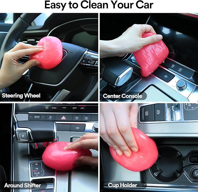 PULIDIKI Car Cleaning Gel Car Cleaning Putty Car Putty Auto Detailing Tools | Car Slime Cleaner Dust Cleaning Gel for Car Interior Cleaner Car Cleaning Supplies Car Accessories Pink (2Pack)