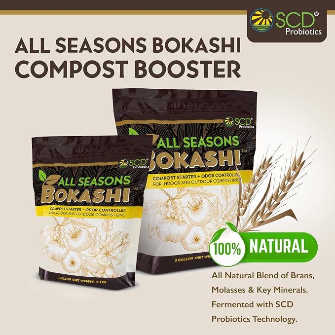 Bokashi Compost Starter, Accelerator, Odor Reducer - 6 lb | Fermented Wheat Bran, Reduces Odor, Absorbs Moisture, Compost Accelerator, For Kitchen Compost Bins, Trash Cans, Diaper Pails