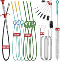 EastLink Drain Snake 18 Set: 35.5" Drain Clog Remover (x1), 30" Steel Hair Snake (x3), 30" PET Sink Snake (x3), 59" Tube Drain Brush (x2), 17" Dryer Vent Cleaner Brush (x1), Straw Cleaner Brush (x8)