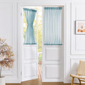 Tollpiz Short Sheer Door Curtains Closet Linen Textured Curtains Sheer Doorway Light Filtering Voile Patio Door Rod Pocket Curtain French Door, 54 x 40 inches Long, Dusty Blue, Set of 1 Panel