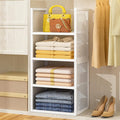 DAOUTIME 4-Tier Stackable Closet Organizers and Storage Basket, Wire Closet Shelf Organizer, Sweater Storage Oragnizer Bins, Multifunctional Clothes Storage Drawer Organizer for Wardrobe, White