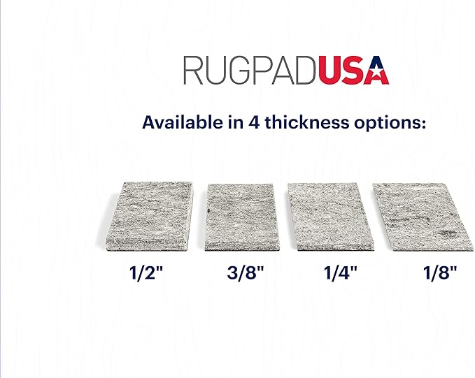 RUGPADUSA - Dual Surface - 3'x5' - 3/8" Thick - Felt + Rubber - Enhanced Non-Slip Rug Pad - Adds Comfort and Protection - for Hard Surface Floors