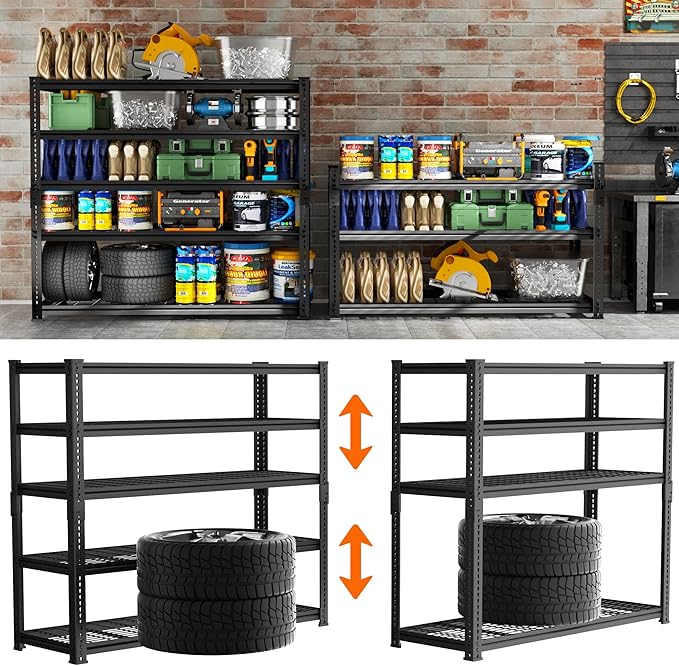 Storage Shelves Heavy Duty, 3 PCS 60" L x 24" W x 78" H Garage Wire Shelving Unit Loads 3300LBS, 5-tier Adjustable Metal Industrial Utility Shelf Rack for Kitchen, Laundry Room, Warehouse, Basement