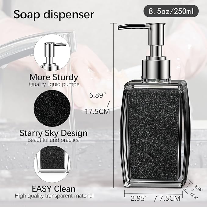 Purple Soap Dispenser with Refillable Plastic Pump for Bathroom Sink or Kitchen Counter, Ideal for Hand Soap, Liquid Soap, Dish Soap, or Lotion Use