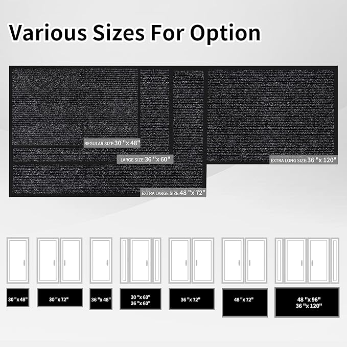 Front Door Mat Indoor Outdoor Entrance, 30" x 48" Dirt Resistant and Absorbent Door Mat, TPR Backing Non-Slip Doormats, Easy to Clean, Low Profile Welcome Floor Mat for Outside Entry