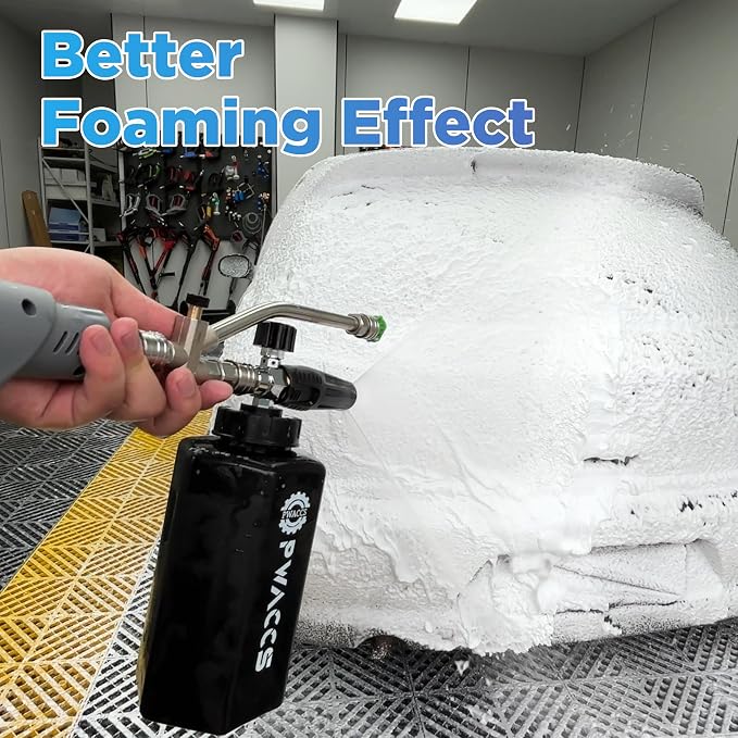 PWACCS Foam Cannon, 1.5 L Pressure Washer Gun with Dual Connector | 4000 PSI, Ideal for Driveways, SUVs & Detailing, Car Wash, Fits Most Pressure Washers with 1/4" Quick-connect