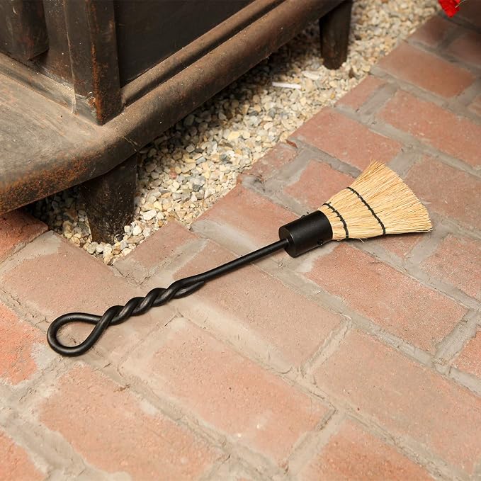 Minuteman International Rope Handle Single, Mini Brush Fireplace Tool, Mini 18-in, Black