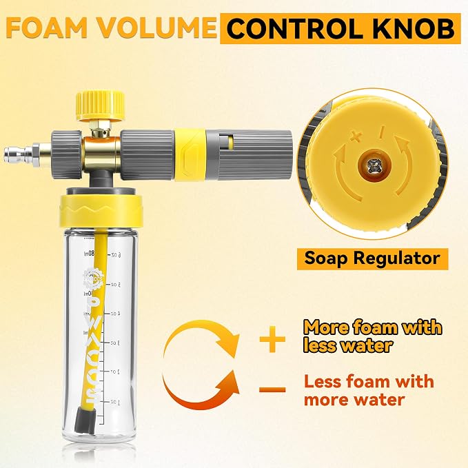 PWACCS Pressure Washer Foam Cannon Pro, Small No-Dilution Foam Gun 200 ML | Power Washer Soap Foam Blaster With Short Gun, 4 Spray Nozzles, For Car Wash