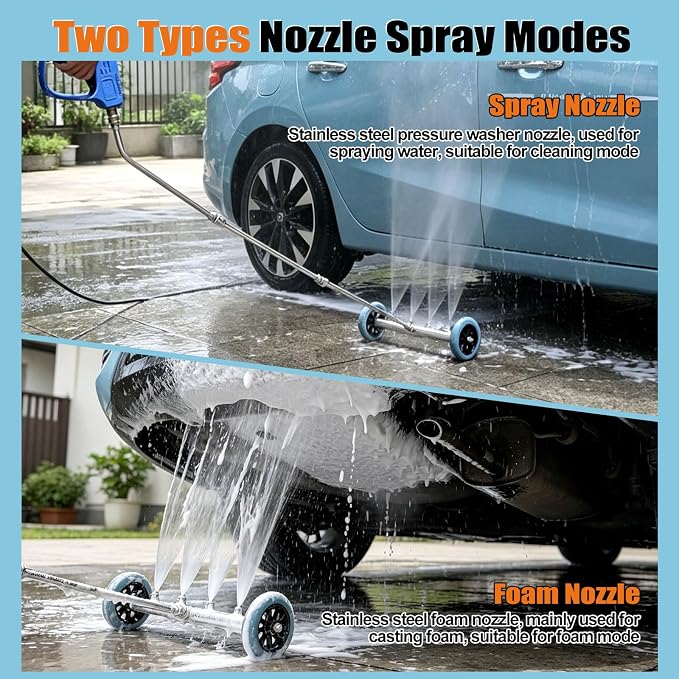 16 IN Under Carriage Pressure Washer Water Broom with Foam Cannon 4000PSI | Pressure Washer Undercarriage Cleaner Attachment, Power Washer Surface Cleaner for Car Wash, SUVs, Driveway, Sidewalk
