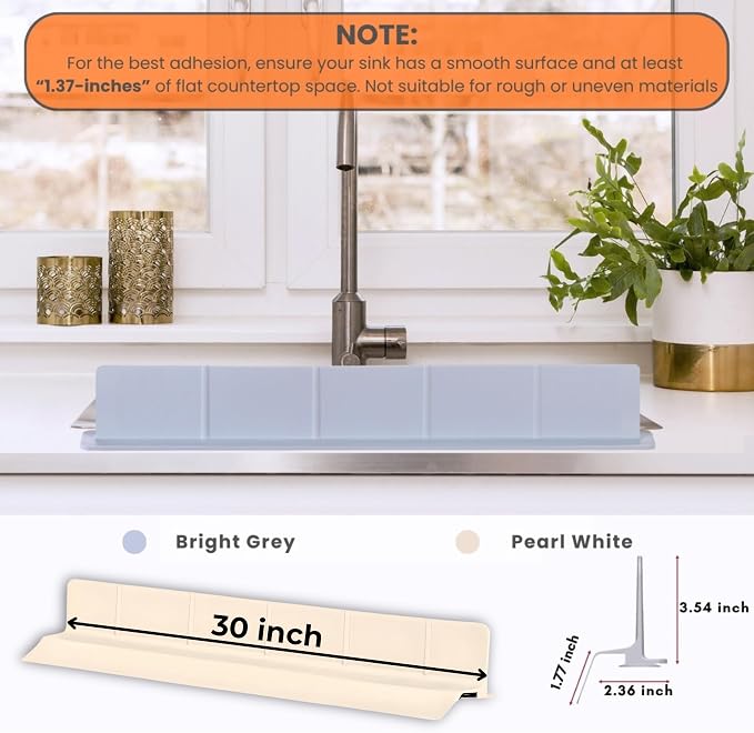 MessOut Sink Splash Guard | Premium Korean Silicone | 3 Practical Sizes for Maximum Coverage |Solution for Mess Free Dish-washing | Super Strong Suction to nearly all Shelf-tops.
