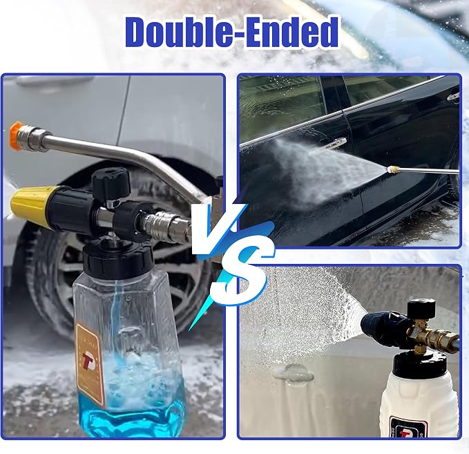 Tool Daily Foam Cannon Dual Connector Accessory, 1/4" Quick Connect | Pressure Washer Double Tip Attachment for Soap Cannon, 5 Power Washer Nozzle Tips, 5000 PSI