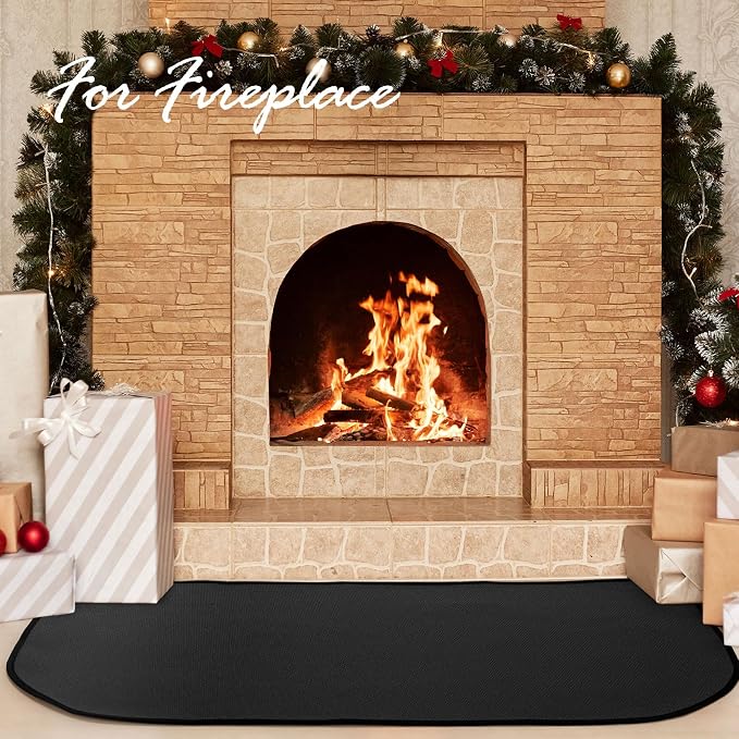 INNO STAGE Fireplace Rugs Blanket Fire Resistant 28 X 47 X 0.04 Inch | D Shape, Fire-proof Hearth Mat Carpet, Protector in Front of Stove, Decks, Indoor, Outdoor, Fire Pit, Grill&Floor