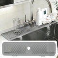EBIGIC 24 Inch Silicone Faucet Mat for Kitchen Sink, 7° Slope Fast Self-Draining Sink Splash Guard, Kitchen Sink Water Catcher Organizer, Kitchen Sink Accessories (Gray, 24''x5.6'')