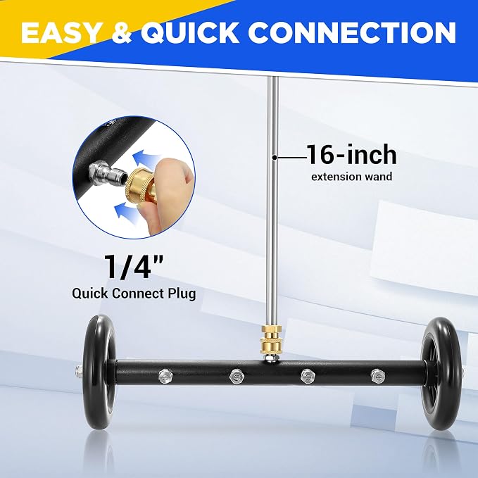 Tool Daily Pressure Washer Undercarriage Cleaner 16 Inch, 2 Extension Wands | Undercarriage Pressure Washer Attachment, Under Car Wash, 1/4" Quick Connect, 4000 PSI