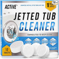 Jetted Tub Cleaner Bathtub Tabs - 12 ACTIVE Cleaning Tablets, Compatible with Whirlpool & Spa Bath System, Jets, Whirl Tubs, Professional Septic Safe Bath Jet Scale and Residue Remover - 1 Year Supply