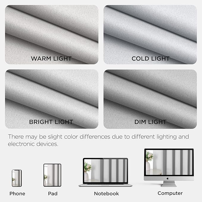 Joydeco Blackout Patio Sliding Door Curtains 96 Inches Long, Grommet Privacy Room Divider Curtains, Extra Wide Thermal Blackout Drapes for Bedroom Living Room (Greyish White 100Wx96L, 1 Panel)