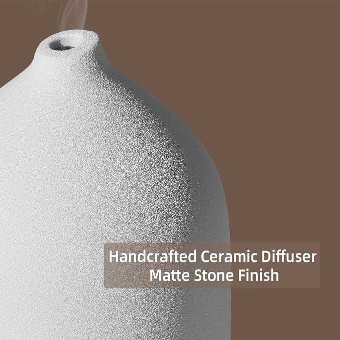 200ML Ceramic Essential Oil Diffuser for Home, Stone Diffuser 2 Pack | Ultrasonic Aromatherapy Diffuser & Air Humidifier for Bedroom, Office, Yoga, 7 LED Lights, Auto Shut-Off, 3 Timers,Wood Grain