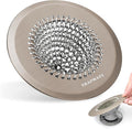 Reversible Shower Drain Hair Catcher, Prevent Clogging Bathtub Drain Cover, Fast Drainage & Easy Clean Tub Drain Hair Catcher for Regular & Pop-up Drain (Brown)