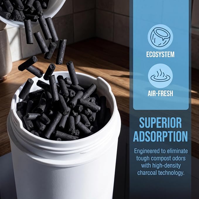 Odor Absorbing Activated Charcoal Filter Refills 2-Pack (2 Lbs) | for Lomi Electric Countertop Composter，12-Month Supply, Replacement Filters for Lomi Smart Waste Kitchen Composter