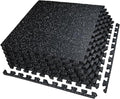 AIRHOP 0.56in Thick 24 Sq Ft Exercise Equipment Mats, 6 Tiles Upgraded Rubber Top with High Density EVA Foam, Large Interlocking Puzzle Gym Flooring for Home Gym, Heavy Weight Workout, 24 x 24in