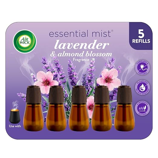 Air Wick Essential Mist Refill, 5 ct, Lavender and Almond Blossom, Essential Oils Diffuser, Air Freshener