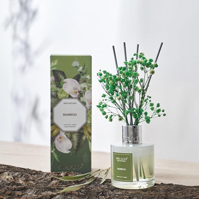 Reed Diffuser Set - 3.38 fl oz(100ml) Bamboo Scent Diffuser Home Fragrance Diffuser Set Includes 8 Reed Diffuser Sticks,Home Decor & Office Decor, Fragrance and Gifts