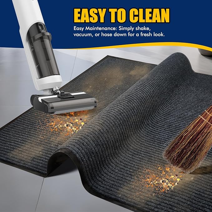 Entrance Mat for Home or Office - 3 x 5 Feet, Carpeted Indoor/Outdoor Entry Mat - Absorbent, Slip Resistant, Low-Profile, Easy to Clean, Rubber Entry Mat - Charcoal