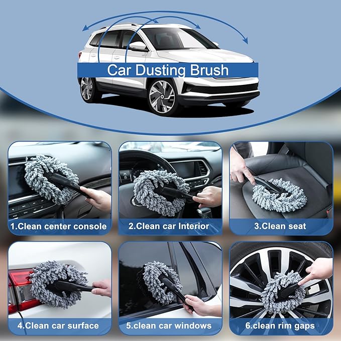 Windshield Cleaner Tool, 13Pcs Car Interior Cleaning Kit, Car Detailing Kit Interior Cleaner, Car Detailing Brushes, Car Cleaning Gel, Inside Cleaning Supplies Accessories for Women Men