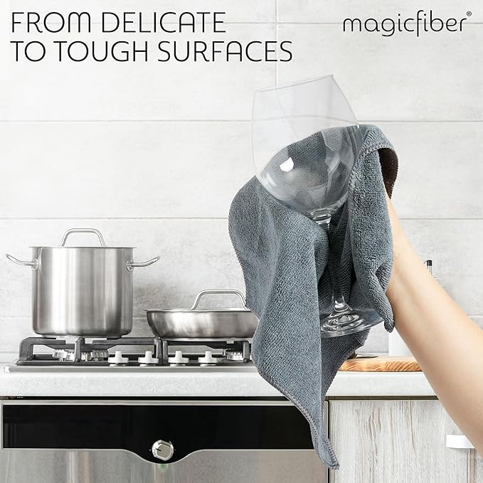 MagicFiber Microfiber Cleaning Cloth - 12 Pack, Large 13" x11” Highly Absorbent Streak-Free Micro Fiber Cleaning Rags Towels for House, Car, Windows, Housekeeping, Household Dusting, Kitchen