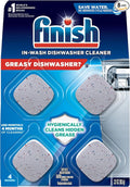 Finish Dishwasher Cleaner Tablets, Deep Cleans Hidden Grease & Grime, Fights Odors, No Extra Wash Cycle, Helps Maintain Dishwasher, 4 Month Supply, 4 Count (Pack of 8)
