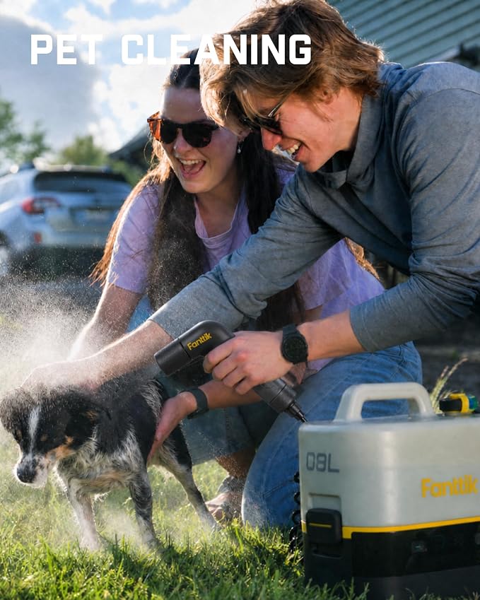 Fanttik NB10 Nano Portable Cordless Electric Sprayer w/2.1Gal Tank, HD LED Display, 4000mAh Lithium Battery & Built-in Camping Light, Light Cleaning Portable Washer for Pets, Filters & Camping
