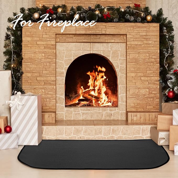 INNO STAGE Fireplace Rugs Blanket Fire Resistant 24 X 36 X 0.04 Inch | D Shape, Fire-proof Hearth Mat Carpet, Protector in Front of Stove, Decks, Indoor, Outdoor, Fire Pit, Grill&Floor