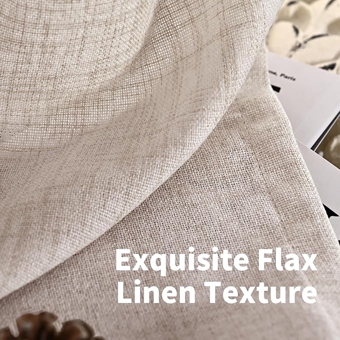 YoungsTex Natural Linen Curtains 63 Inch Length 2 Panels - Light Filtering Semi Sheer Window Drapes Textured Rustic with Pinch Pleated for Bedroom Living Room Office, 2 Panels, 40 X 63 Inch