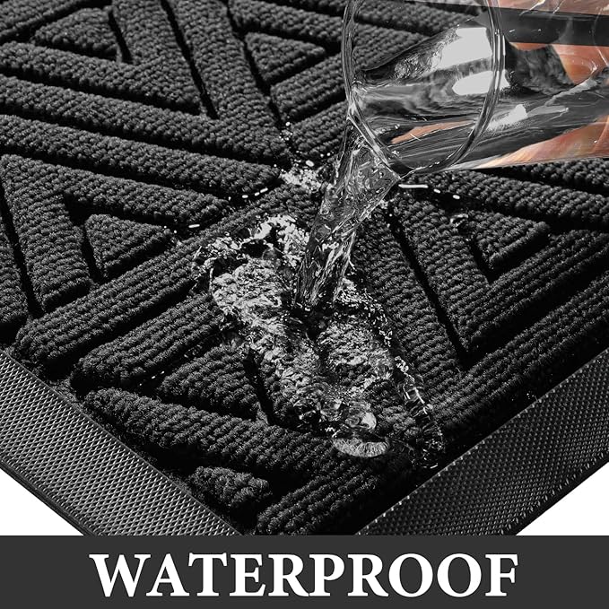 Yimobra Extra Large Door Mat 60x32, All-Weather Waterproof Non-Slip Welcome Matt Outdoor, Heavy Duty Non Slip Doormat for Entryway for Patio and Garage Indoor, Easy Clean, Black