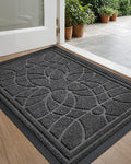 DEXI Front Door Mat Outside Entrance, Heavy Duty Non Slip Low Profile Doormat for Entryway, Trap Dirt and Moisture Welcome Mats, Easy Clean, Patio, Garage, 3x2, Grey