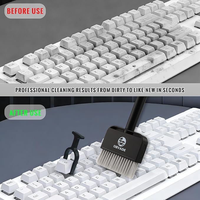 Keyboard Cleaner & Laptop Cleaning Kit - 9-in-1 Electronics Cleaning Brush Set with Keycap Puller, Screen Cleaner, Earbud Cleaner Pen for Computer, PC Monitor, MacBook, Phone, Airpods (Black)
