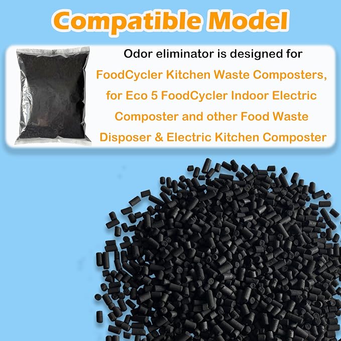 2.9 Pounds Activated Carbon Refills for FoodCycler Waste Composters | Odor Absorbing Filter Compatible with Eco 5 FoodCycler Kitchen Electric Composter