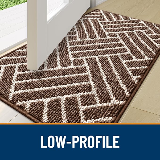 OLANLY Indoor Door Mat, 36x24 Inch, Dirt Resistant and Absorbent, Non-Slip Rubber Backing Floor Mats, Easy Clean Low-Profile Doormat for Entryway, Front Door, and Inside Entrance, Coffee