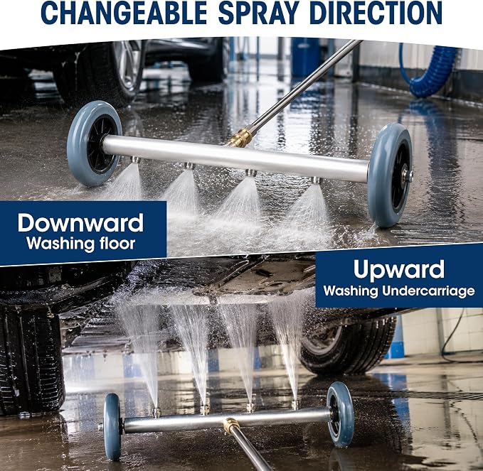 16 Inch Undercarriage Pressure Washer Attachment, Pressure Washer Undercarriage Cleaner, Under Car Washer Attachment with 3 Extension Wand, 4000 PSI