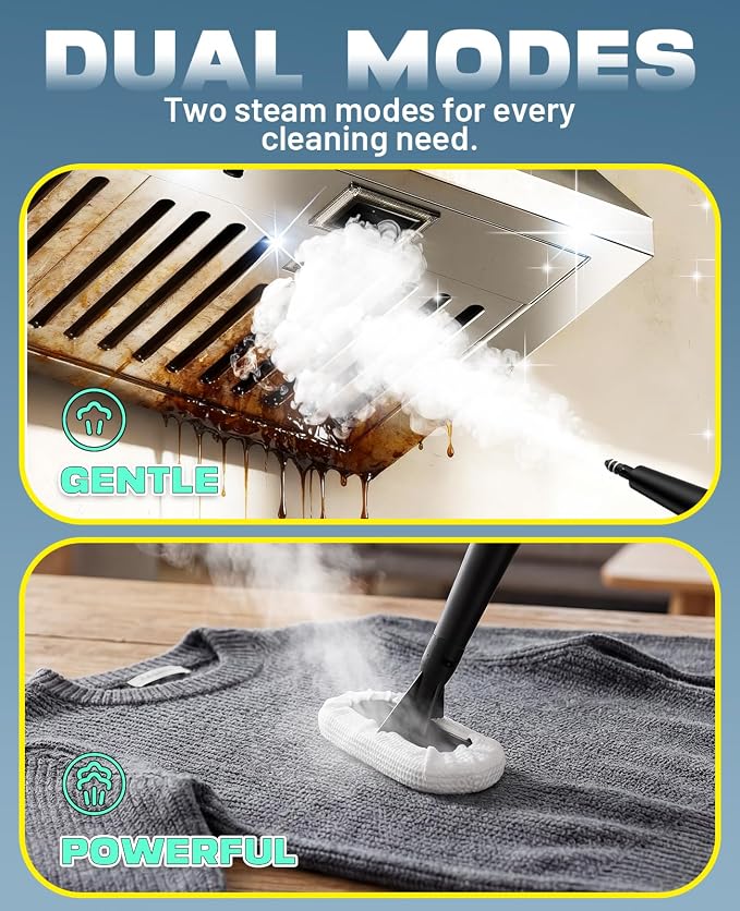 POPCHOSE Handheld Steam Cleaner, 15s Instant Heat with 650ML Tank | Lightweight Portable Steamer Featuring 2 Modes for Cleaning Kitchen, Grout, Pet Stains, Couch, Car & Bathroom