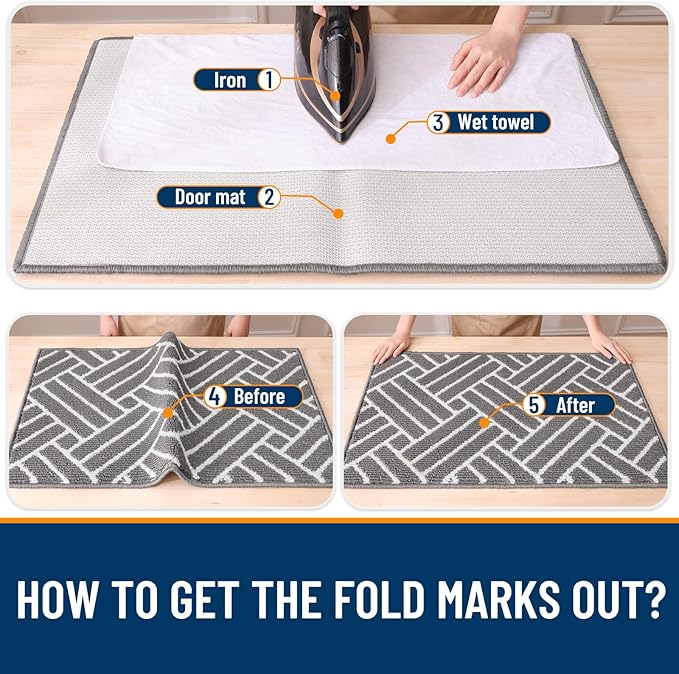 OLANLY Large Indoor Door Mat, 71x47 Inch, Dirt Resistant and Absorbent, Non-Slip Rubber Backing Floor Mats, Easy Clean Low-Profile Doormat for Entryway, Front Door, and Inside Entrance, Grey