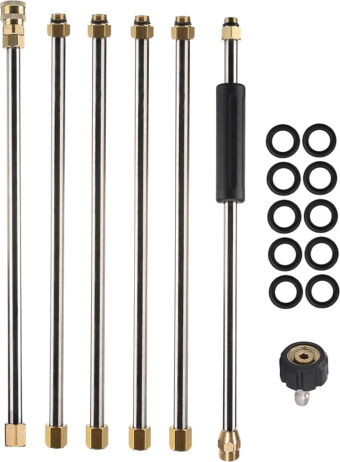 Tool Daily Pressure Washer Extension Wand, 90 Inch Power Washer Lance | 1/4 Inch Quick Connect, M22 14mm, 4000 PSI