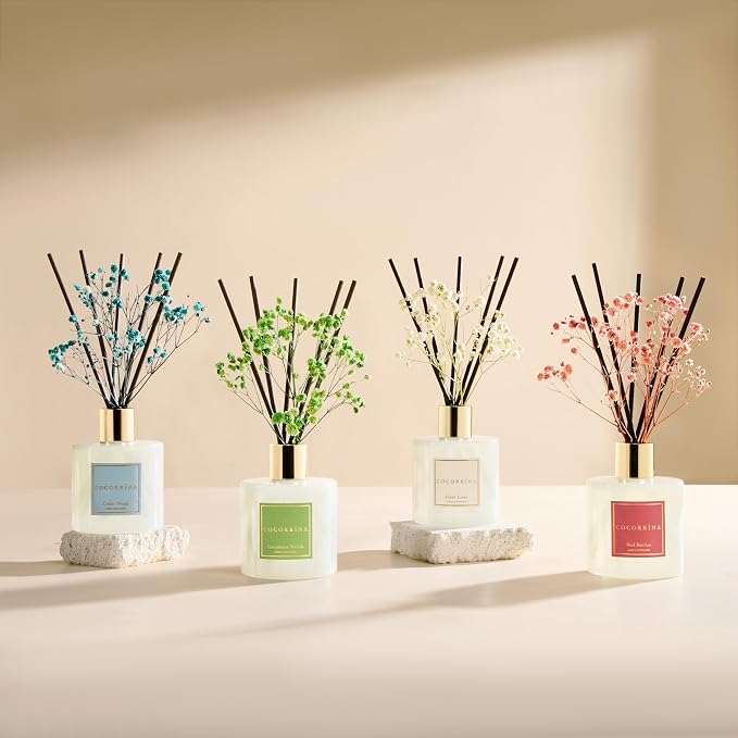 Reed Diffuser - Strawberry with Cream 6.7 fl oz Reed Diffuser with Sticks, Home Bedrrom Bathroom Shelf Decor