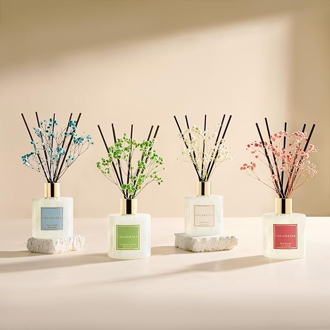 Reed Diffuser - Coconut Beach 6.7 fl oz Reed Diffuser with Sticks, Home Bedrrom Bathroom Shelf Decor
